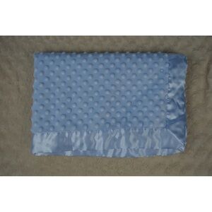HB Hudson Baby Blue Minky Dot Baby Blanket Silky Satin Edge Lovey Polka